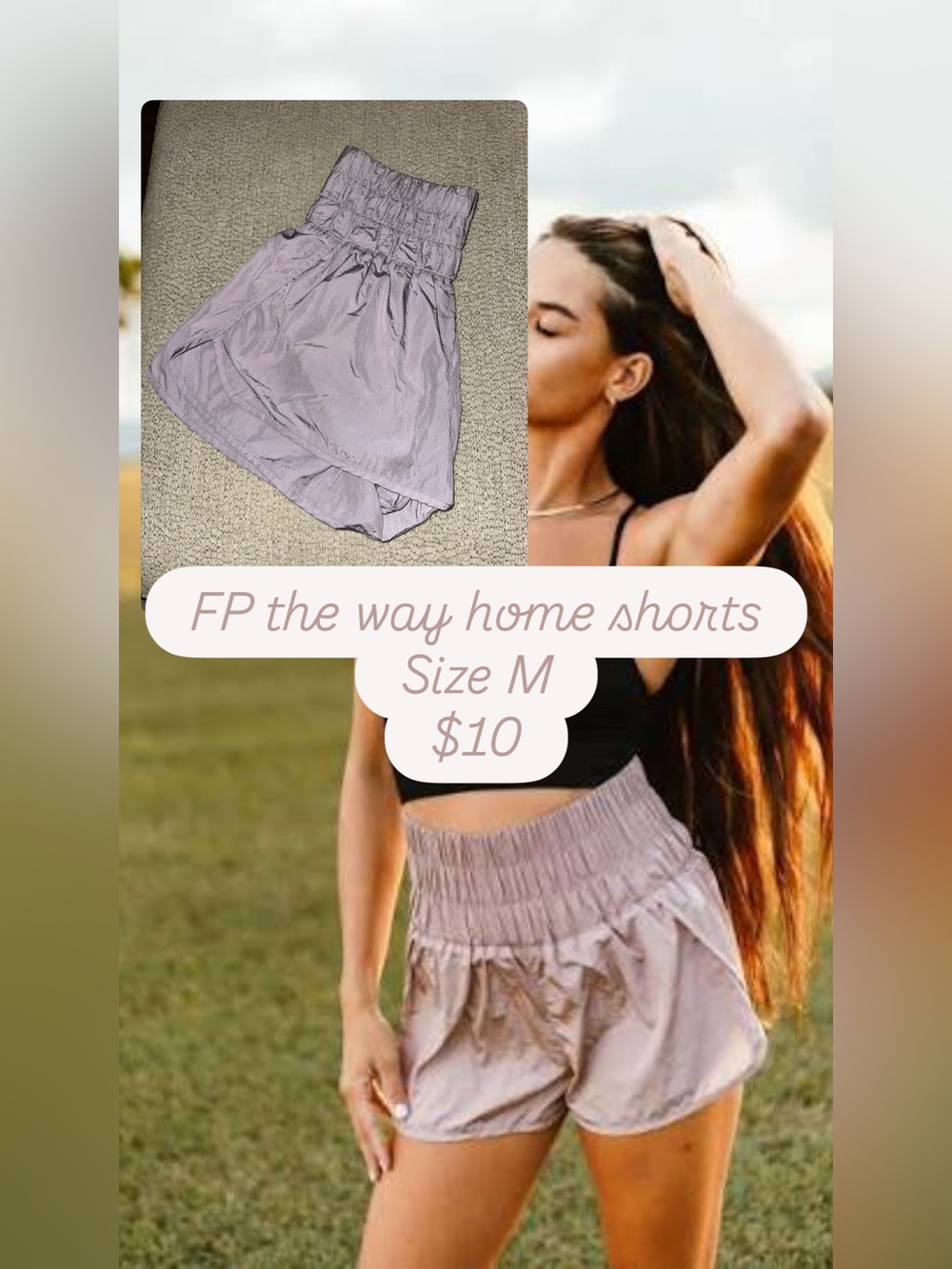 Free People Lavender High-Waist Smocked Shorts